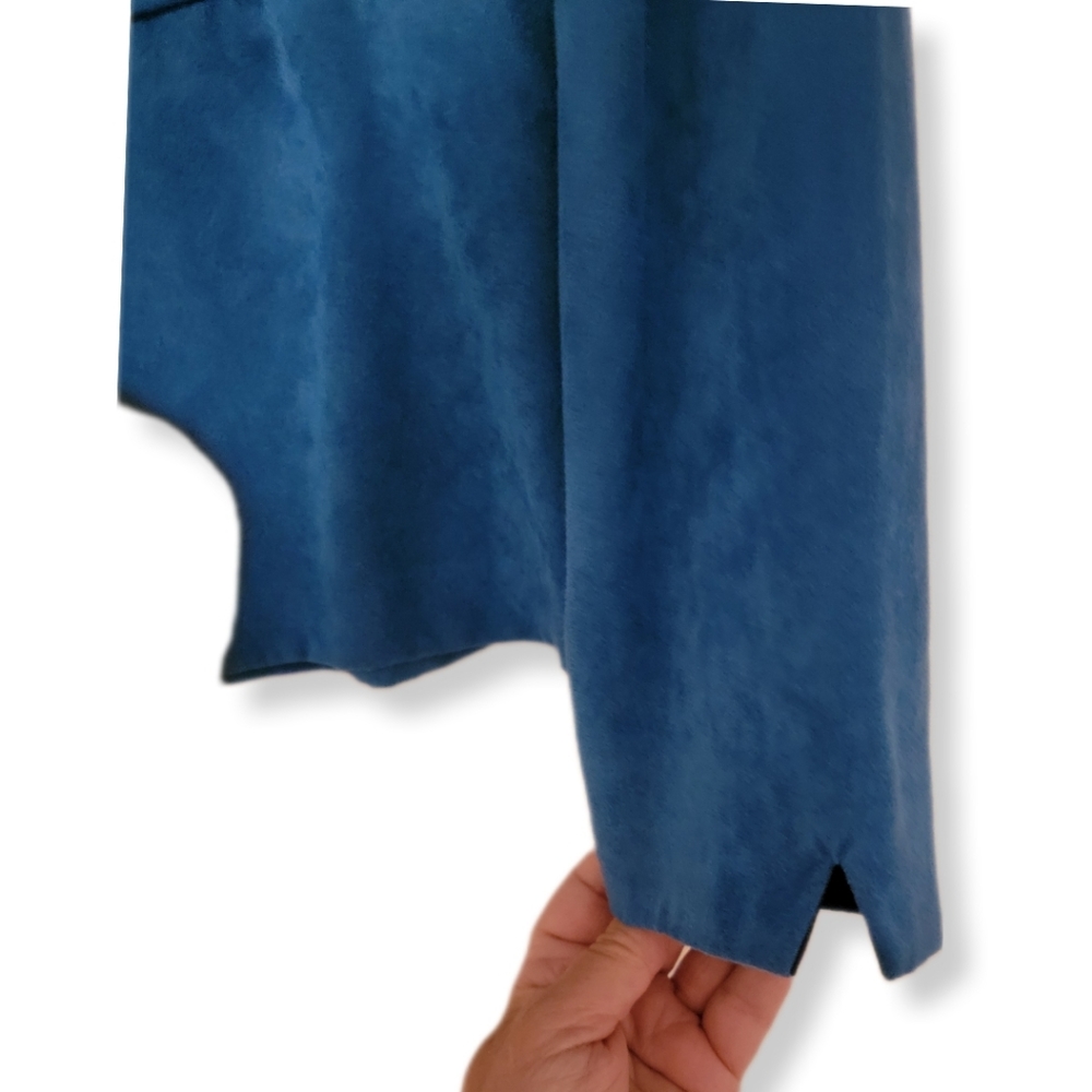 Perceptions Teal Sharp Shoulder Blazer Faux Suede size 12 Vtg - Picture 4 of 10